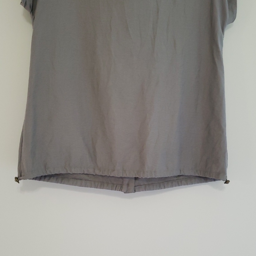Tribal Women Button Up Vest Top 6 Gray Green Minimalist Travel Vacation Layering - Picture 8 of 15